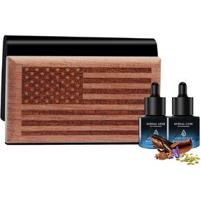 Car Air Freshener Men – 90+ Days Long Lasting, Wood Car Freshener with Spicy Sandalwood Scent –Includes 2x 10ML Refills & Magnetic Clip – 0.54 FL OZ, Made in USA