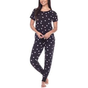 Honeydew Womens 2-Piece Jersey Pajama Jogger Lounge Set (Black Heart