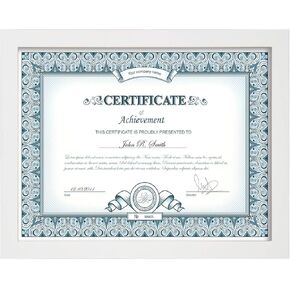 egofine 8.5x11 إطار صورة الخشب الصلب أبيض مغطاة بملفات زجاجية - جدول إطار المستند شاشة أعلى وتثبيت الجدار معلق ، عموديًا أو أفقيًا