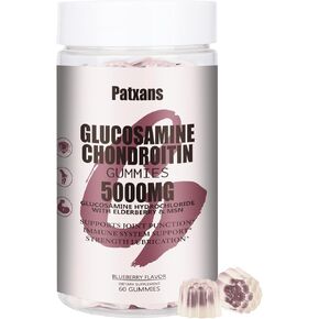 2 Packs 5000MG Glucosamine Chondroitin Gummies with MSM & Elderberry Extra Strength - Joint Support, Antioxidant Immune Support Supplement for Adults, Men & Women, Blueberry Flavor, 120 Count.