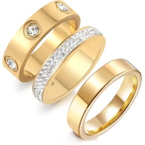 Gold Silver Rings for Women Dainty 18K Gold Plated Cubic Zirconia Stacking Rings for Women Thumb Ring Set Love Friendship Dual Band Rings Promise Wedding Engagement Rings