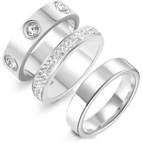 Gold Silver Rings for Women Dainty 18K Gold Plated Cubic Zirconia Stacking Rings for Women Thumb Ring Set Love Friendship Dual Band Rings Promise Wedding Engagement Rings in Kuwait