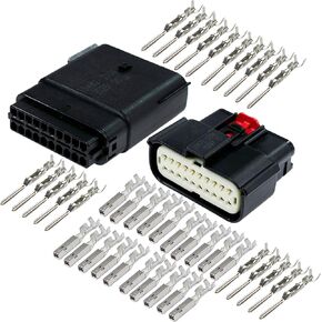 Molex 20 Pin Wire Connector, Harley BLACK Waterproof, Sealed Kit, MX150 w/CPA