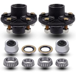 5 Lug Trailer Axle Hub Assembly & L44649 L68149 Wheel Bearing Fit for 5 Bolt 4.5 1-1/16 Inch to 1-3/8 Inch Cone Spindle 3500 Lb RV Boat Cargo Travel Trailer(2K Tk Idler 5 Lug 4 1/2)