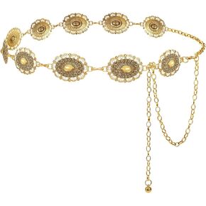 حزام Leacoolkey Western Metal Concho for Women Cowgirl Boho حزام سلسلة الخصر للفساتين بنطلون جينز
