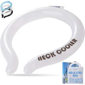 Neck Cooling Tube with Insulation Bag, Reusable Ice Ring for Instant Cooling,.Wearable Neck Cooler in Summer.(Blue, M)