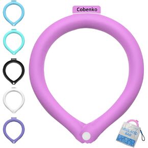Snap Button Neck Cooling Tube with Cold Insulated Bag for Hot Summer, Reusable 18℃/64℉ Ice Ring Neck Cooler for Heat Outdoor Workers (Blue/Snap Button)