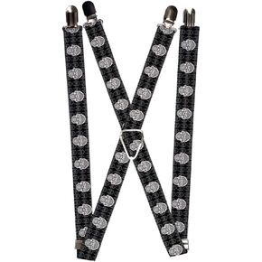 Buckle-Down Men's Suspender-Skulls, Multicolor, One Size
