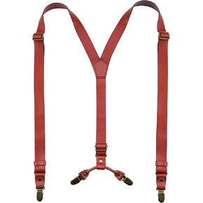 Suspenders for Men Heavy Duty, Adjustable Y Back Design with Strong Double Back Metal Clips, Ideal Mens Leather Suspenders for Groomsmen
