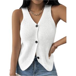 Makemechic Women’s V Neck Button أسفل أكمام متماسكة سترة سترة سترة خفيفة الوزن