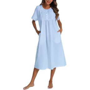 AVIIER 100% Cotton Nightgowns for Women Short Sleeve Night Gown with Pockets in Kuwait