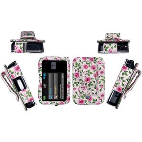 Premium Patterned Holster (with Belt Clip/Metal Loop/Lanyard) for Tandem Diabetes Care Insulin Pump T:Slim X2 (All Models) (Black-Rosa chinensis)