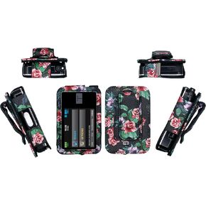 Premium Patterned Holster (with Belt Clip/Metal Loop/Lanyard) for Tandem Diabetes Care Insulin Pump T:Slim X2 (All Models) (Black-Rosa chinensis) in Kuwait