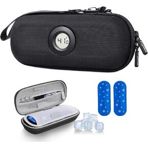Insulin Cooler Travel Case with Thermometer Temperature Display for Diabetic Care Storage, Refrigerated Medicine Organizer Bag with 2 TSA Approved Medication Cooler Ice Pack for Daily Trip