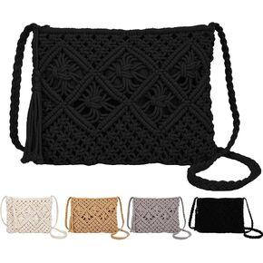 محفظة حقيبة Crossbody Crossbody للنساء حقيبة الكتف البوهيمية محفظة الكروشيه المنسوجة لصيف سفر سفر القابض