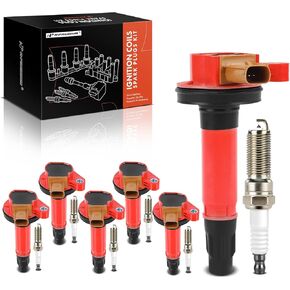 A-Premium Set of 6 Ignition Coil Pack and Iridium Spark Plugs Compatible with Ford F-150 F150, Explorer, Transit-150, Taurus, Expedition, Flex, Police Interceptor Sedan & Lincoln Navigator, MKS, MKT