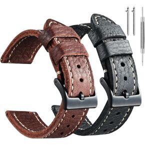 Stanchev Leather Watch Bands for Men,20mm Leather Watch Band for 20mm Lug Watch,Qucikly Release Leather 20mm 22mm 24mm Watch Band for Men Women