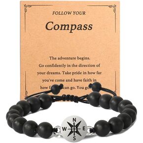 2025 Graduation Gifts for Her,Nature Stone Compass Bracelet Inspirational 5th 8th High School College Graduation Gifts