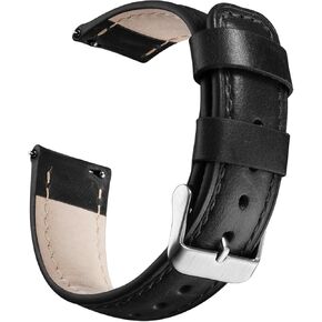 Boshiya Quick release Leather Leather Steel Steel Felet Strap 18mm ، 20mm ، 22mm Watch Band for Men Women ، Fits Samsung Galaxy Watch 6/5/4/3 ، G-armin Watch ، Huawei Watch ، Brown/Dark Brown/Black