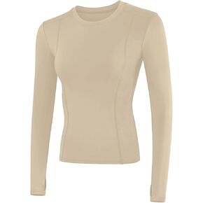 Loovoo Womens Thermal Fleece Lined Workout Shirts Athletic Compression Tee Long Sleeve Yoga Gym Basic Tops