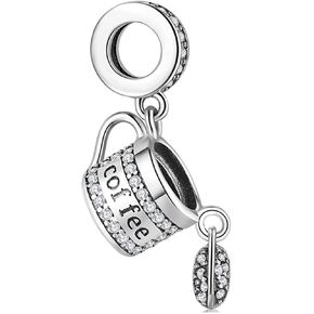 GNOCE Coffee Cup Pendant Charms 925 Sterling Silver Animal Fish Charms For Women Mother's Day Gifts Fits Bracelet/Necklace (color 10)