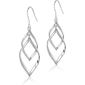 14K Gold Dangle Earrings for Women Trendy Double Spiral Drop Dangly Earrings Statement Unique Twisted Wave Dangling earingrings Infinity Jewelry Gift