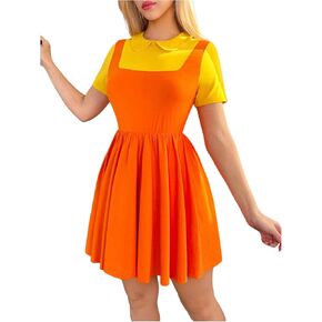 Makemechic Women's Corean Game CoSplay Costume Two Twoer Crew Neck Mini Bress