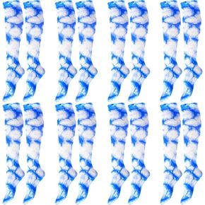Ramede 8 Pairs Sports Tie Tipe Tube Socks Lradient Trupient Lunesx على جوارب أداء فريق العجل للشباب والبالغين (صبغة الأزرق ، ربطة عنق)
