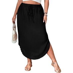 Oyoangle Women's Plus Size Draphsting High Pherced Side Skirt Summer Summer Dissual Tarts