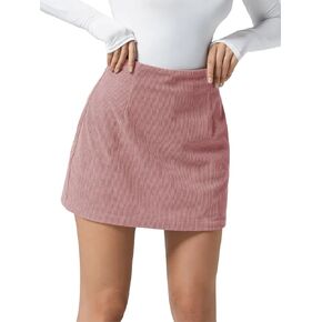 Wenrine Womens Mini Skirt High Waisted Basic Casual A-line Short Pencil Corduroy Skirts
