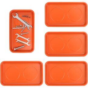 5 PCS Magnetic Trays, 9.4X5.5x1.4Inch, Magnet Tool Tray, Magnetic Parts Tray, orange, by GENHAKON