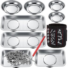 10 PCS Magnetic Set مجموعة 8 جولة ومغناطيسية مستطيلة صينية 1 زوج معصم مغناطيسي أسود وأداة الالتقاط المغناطيسي واحد لأجزاء المسمار المسمار الجوز ميكانيكي والسيارات