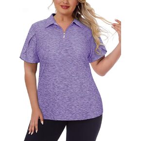 Tanst Sky Women's Plus Size Golf Polo Stirts zip Up Short Sleeve Tops Lourd Fit Upf 50+ Tennis Workout Apparel XL-5XL