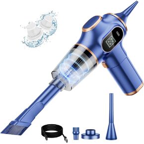 Madrigal Car Vacuum Pleaner ، شاشة شاشة ذكية ، محرك مزدوج محرك ، ضربة وشفط من النوع ثنائي الاستخدام ، طاقة مكنسة عالية ، مناسبة لكل من السيارة والمنزل (الأسود)