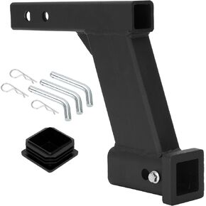 10000lbs 10-Inch Hitch Receiver Extension Riser, 2 Inch Receiver with 10 Inch Drop, Adjustable 9" or 11" Length, Dual Pinhole Design, 3-Pack Hitch Pins and Universal Trailer Cap, Black in Saudi Arabia