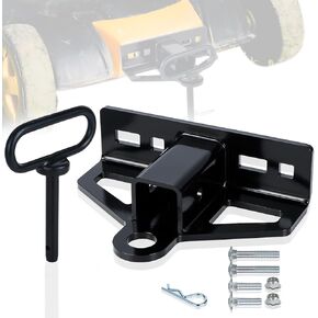 Zero Turn Lawn Mower Hitch with 1-1/4" Receive, 6mm Thicker Heavy Duty Steel Bolt On Trailer Hitch Receivers with Hitch Pins, Universal Upgrade Versatile Chain Slot Rugged with Carriage Bolt Hardware