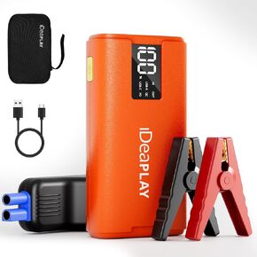 IDEAPLAY J10 Jump Starter, 2000A 12V Car Battery Jump Starter Portable for Up to 8.0L Gas and 7.0L Diesel Engine, Jump Box with Jumper Cables, Type C Fast Charging Battery Jumper with LED Flashlight