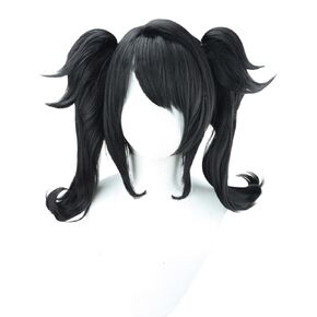 Game Cosplay Wig KAngel Ombre Colorful Double Ponytails Straight With Bangs Synthetic for Women Heat Resistant Cosplay Hair 45 CM