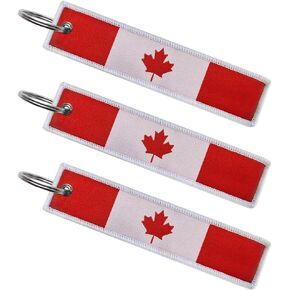 3 Pack Canada Flag Canadian Flag Keychain Tag with Key Ring - Keys, Cars, Motorcycles, Backpacks, Luggage and Gifts - EDC