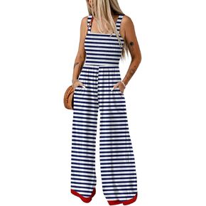 Dokotoo Women's Casual Jumpsuits Square Neck Overalls One Piece Sleeveless Wide Leg Long Pant Rompers With Pockets