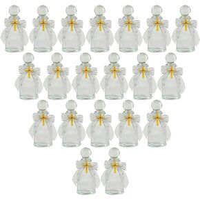 20 Set Baptism Favors for Holy Water Bottles with Cross Catholic Christian Water Container Lace Bow for Holy Communion Gifts Church Wedding Baptism Favors