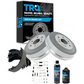 TRQ Rear Brake Drum Shoe & Hardware Kit w/Fluids Compatible with Chevy Silverado 1500 Truck