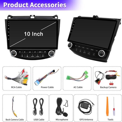 for Honda Accord 7th 2003 2004 2005 2006 2007, Android 13 Car Stereo with Wireless Carplay Android Auto, 10 inch Touchscreen Car Radio Support Bluetooth WiFi GPS Navigation FM/RDS Radio Head Unit in Saudi Arabia