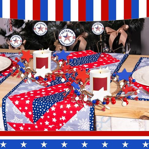 4 Pcs Patriotic Candle Rings Independence Day Artificial Flower Wreath Red Blue White Candle Holder for 4th of July Memorial Day Home KitchenTabletop Decor in Kuwait