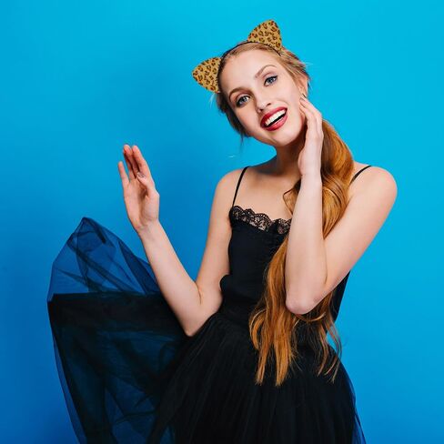 IGMaryBox Cat Ears Headband Black Velvet Cat Ears Hairband Animal Ears Headband for Halloween Cosplay Cat Costume Accessories in Kuwait