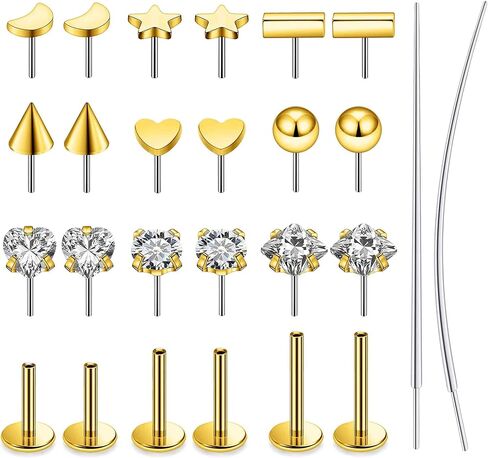 20G 18G 16G Threadless Push in Nose Ring Studs Flat Back Stud Earrings 316L Surgical Steel Tragus Helix Cartilage Earrings Lip Labret Medusa Piercing Jewelry For Women Men in Kuwait