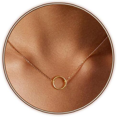 Gold Layered Necklaces for Women 14k Gold Plated Dainty Stackable Choker Necklaces for Women Trendy Layering Circle Paperclip Chain Cute Pendant Necklace Set Gold Jewelry for Women in Kuwait