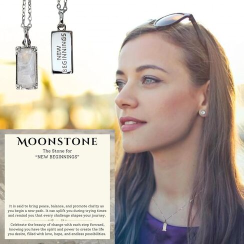 قلادة Moonstone 925 Sterling Silver Necklace للنساء. مجوهرات مونستون هدايا جديدة للنساء. قلادة الحجر القمر مجوهرات ذات مغزى in Kuwait