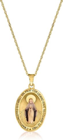 Ross-Simons 14kt Yellow Gold Miraculous Medal Pendant Necklace With Multicolored Enamel in Saudi Arabia