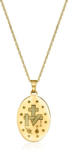 Ross-Simons 14kt Yellow Gold Miraculous Medal Pendant Necklace With Multicolored Enamel in Saudi Arabia